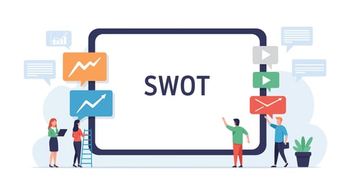Visual showing the SWOT analysis of AI-powered lead generation tools to evaluate their strengths and weaknesses.