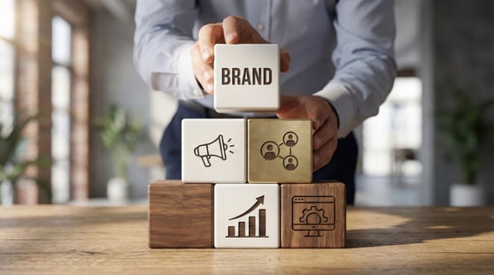 Social media content ideas for engaging posts and video creation in a modern workspace.