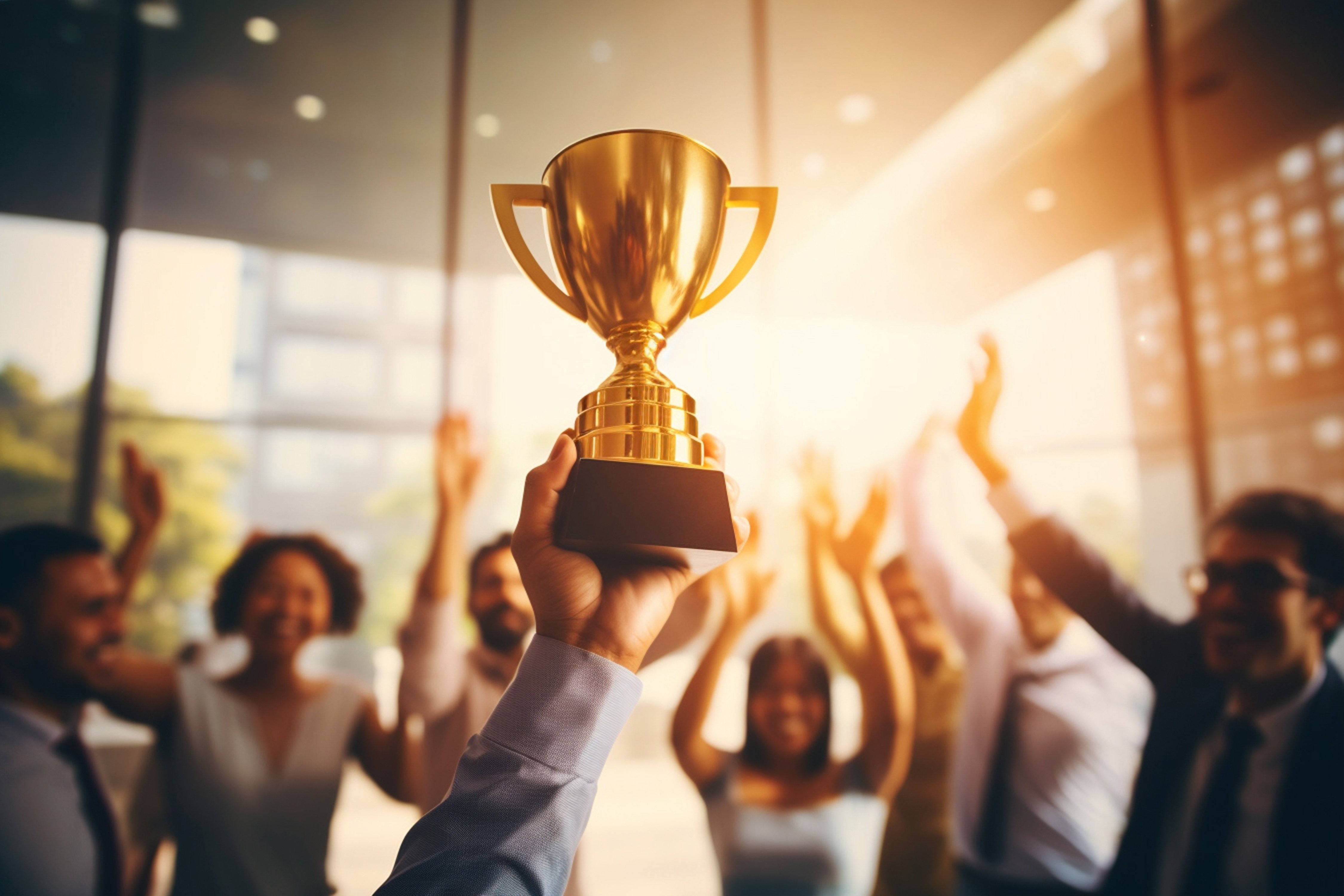 Social media content ideas celebrating milestones and company achievements with team recognition.