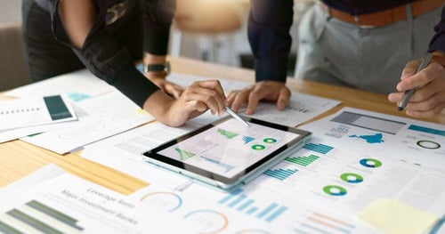 Team member analyzing data-driven reports to support unique content strategies for performance and planning.