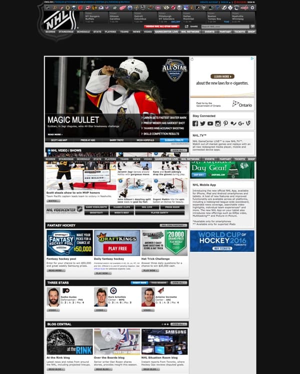 nhl website