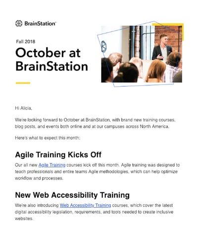 Screenshot of BrainStation website.