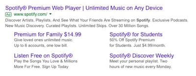 Screenshot of Spotify Google paid ad.