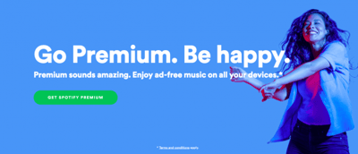 Screenshot of Spotify website.