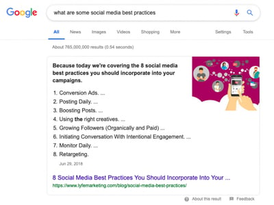 Google Search Results, what are some social media best practices