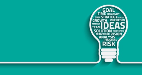 Graphic lightbulb with strategy words visualizing the impact of customer loyalty on business planning.