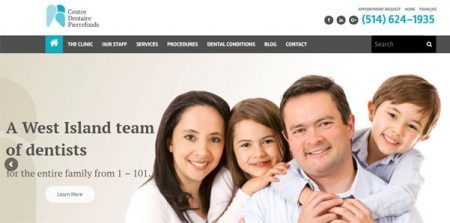 Screenshot of Centre Dentaire Pierrefonds website.