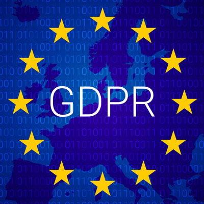 Image of GDPR, surrounded by the stars of the EU flag.