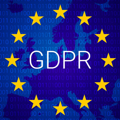 Image of GDPR, surrounded by the stars of the EU flag.