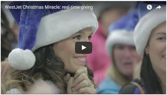 Screenshot of Westjet Christmas video.