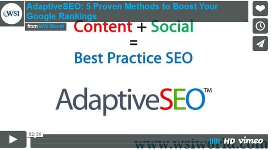 Screenshot of 5 Ways To Boost Google Rankings With WSI AdaptiveSEO video.