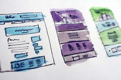 Waterpaint of Landing Page mockups.