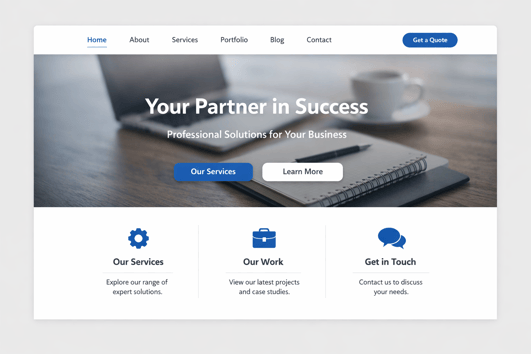  Professional business website with well-organized content, showing what makes a website great in driving conversions.