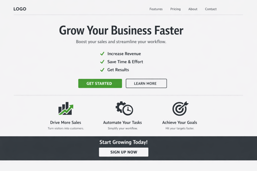 Business website with clear value propositions, highlighting what makes a website great for customer focus.