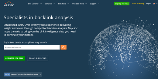 Majestic SEO tools focused on backlink analysis, a crucial part of top digital marketing tools for SEO strategies.