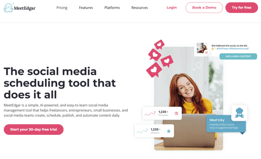 MeetEdgar’s social media scheduling platform, automating content management for businesses with AI support.