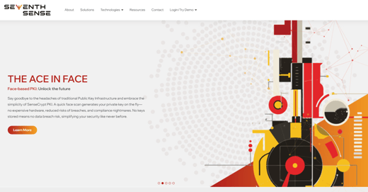 Seventh Sense face-based PKI technology for enhancing security and data protection with AI solutions.