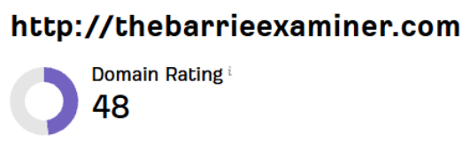 Backlinking for SEO from a lower authority domain with a rating of 48 from TheBarrieExaminer.