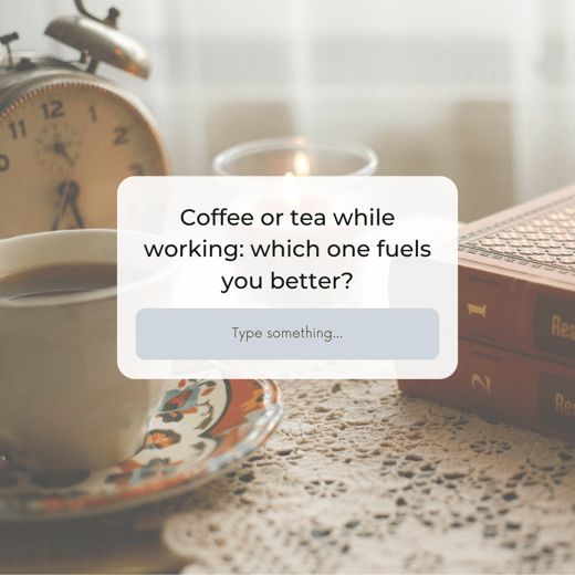 Social media poll about coffee or tea preferences, encouraging interaction as part of social media engagement strategies.