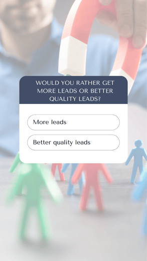  Poll asking for more leads or better quality leads, engaging users in social media engagement strategies.