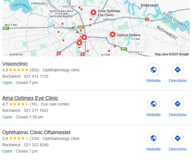 Guide to local SEO example of Google Maps local pack results showing nearby businesses and ratings.