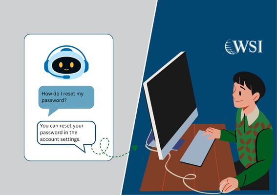 AI chatbot helping a user, illustrating automation in customer service and how to manage reviews using support tools.