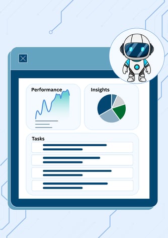 Meta for Business visual of analytics dashboard highlighting performance, insights, and task tracking features.